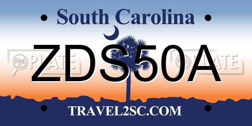 ZDS50A South Carolina License Plate