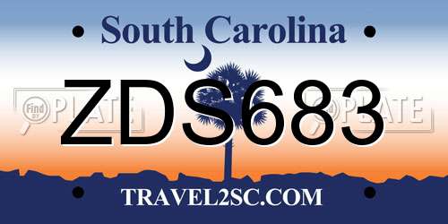 ZDS683 South Carolina License Plate