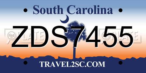 ZDS7455 South Carolina License Plate