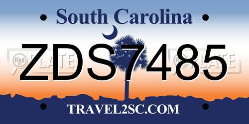ZDS7485 South Carolina License Plate