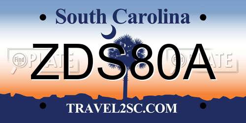 ZDS80A South Carolina License Plate