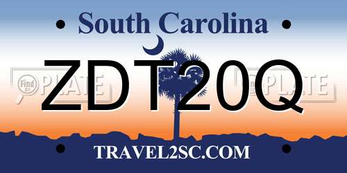 ZDT20Q South Carolina License Plate
