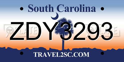 ZDY3293 South Carolina License Plate