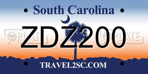 ZDZ200 South Carolina License Plate