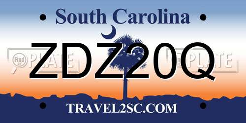 ZDZ20Q South Carolina License Plate