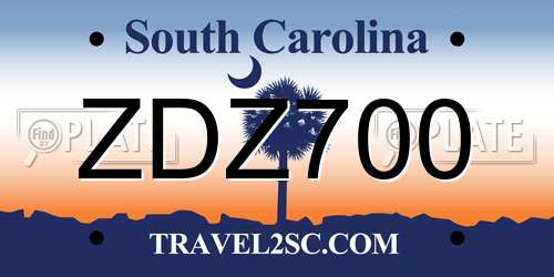 ZDZ700 South Carolina License Plate