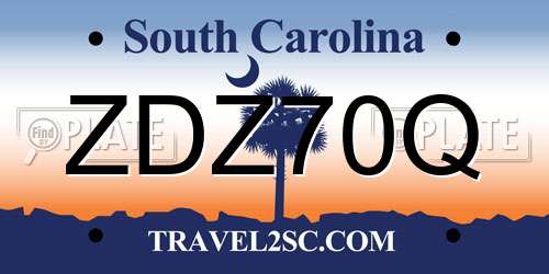 ZDZ70Q South Carolina License Plate