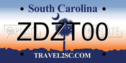 ZDZT00 South Carolina License Plate