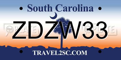 ZDZW33 South Carolina License Plate