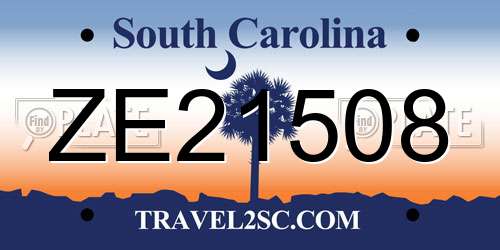 ZE21508 South Carolina License Plate