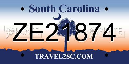 ZE21874 South Carolina License Plate