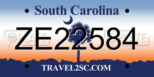 ZE22584 South Carolina License Plate