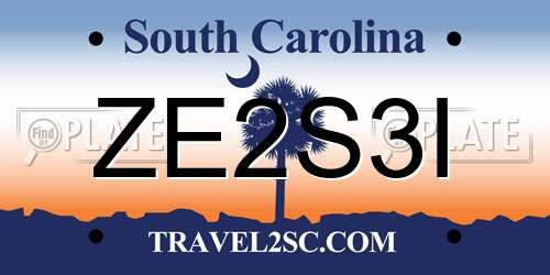 ZE2S3I South Carolina License Plate