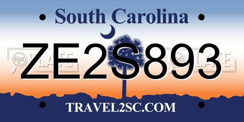 ZE2S893 South Carolina License Plate