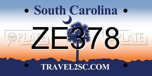 ZE378 South Carolina License Plate