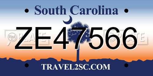 ZE47566 South Carolina License Plate