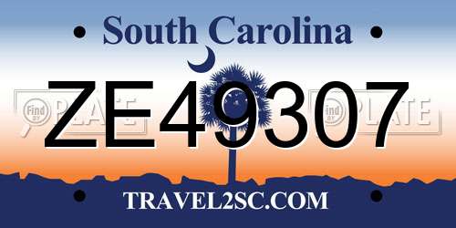 ZE49307 South Carolina License Plate