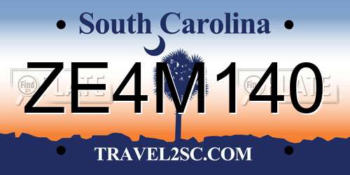 ZE4M140 South Carolina License Plate
