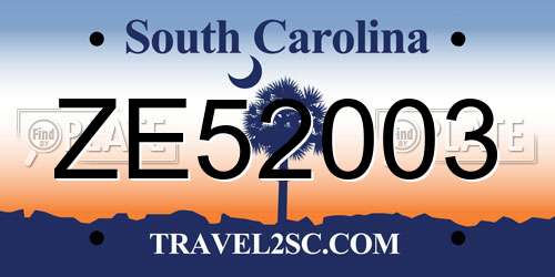 ZE52003 South Carolina License Plate