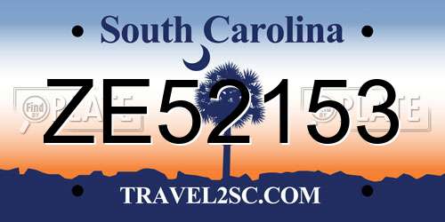 ZE52153 South Carolina License Plate