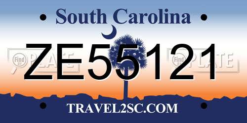 ZE55121 South Carolina License Plate