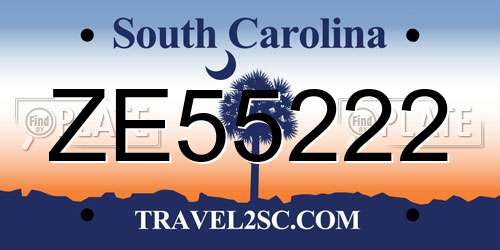 ZE55222 South Carolina License Plate