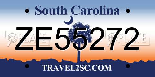 ZE55272 South Carolina License Plate