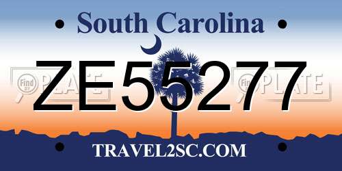 ZE55277 South Carolina License Plate