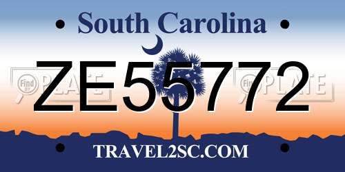 ZE55772 South Carolina License Plate