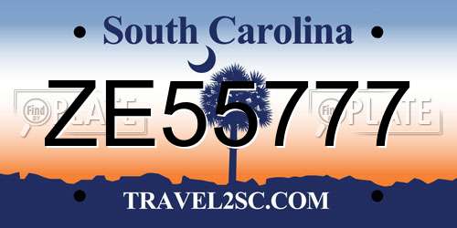 ZE55777 South Carolina License Plate