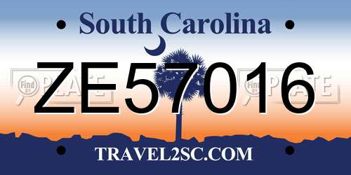 ZE57016 South Carolina License Plate