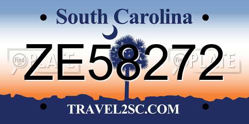 ZE58272 South Carolina License Plate