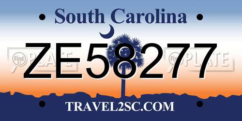 ZE58277 South Carolina License Plate