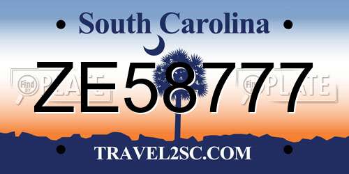 ZE58777 South Carolina License Plate