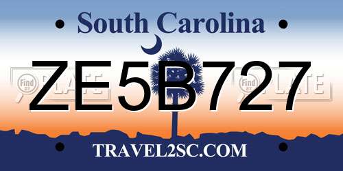 ZE5B727 South Carolina License Plate