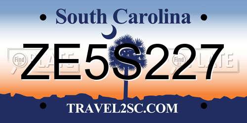 ZE5S227 South Carolina License Plate