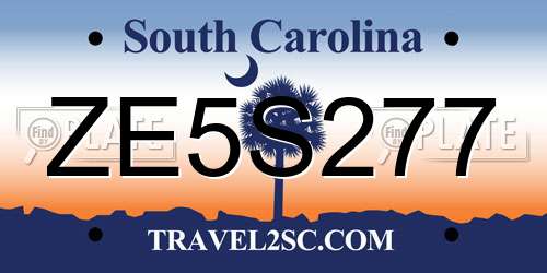 ZE5S277 South Carolina License Plate