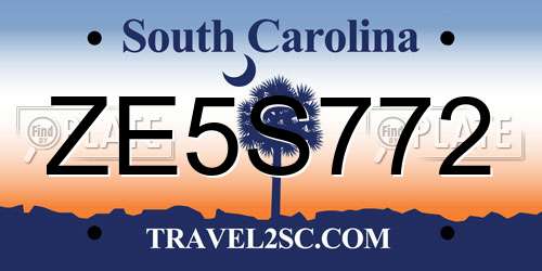 ZE5S772 South Carolina License Plate