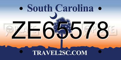 ZE65578 South Carolina License Plate