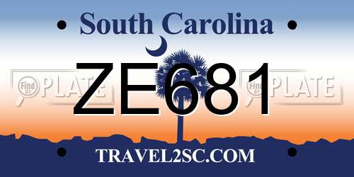 ZE681 South Carolina License Plate