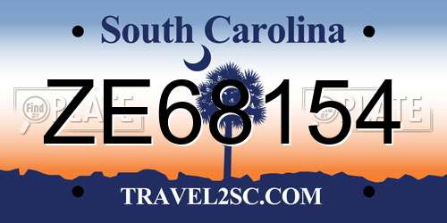 ZE68154 South Carolina License Plate