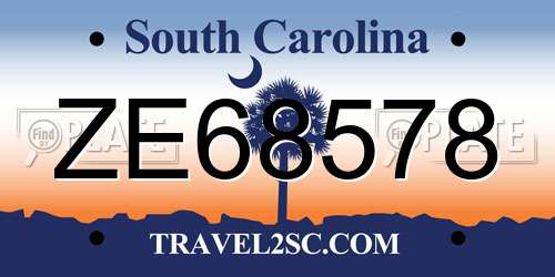 ZE68578 South Carolina License Plate