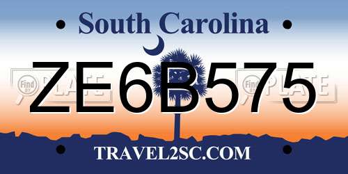 ZE6B575 South Carolina License Plate