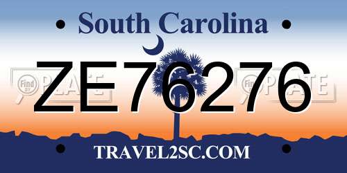 ZE76276 South Carolina License Plate