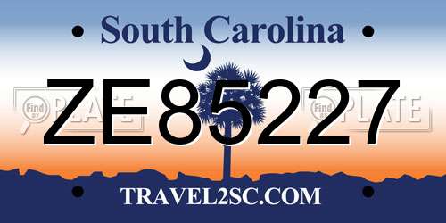ZE85227 South Carolina License Plate