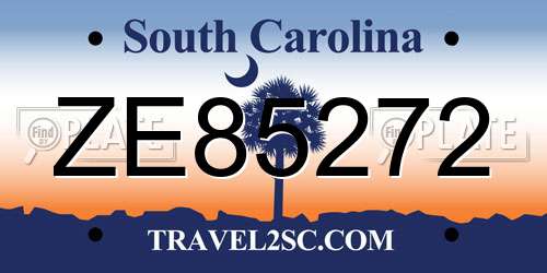 ZE85272 South Carolina License Plate