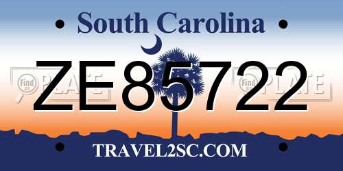 ZE85722 South Carolina License Plate