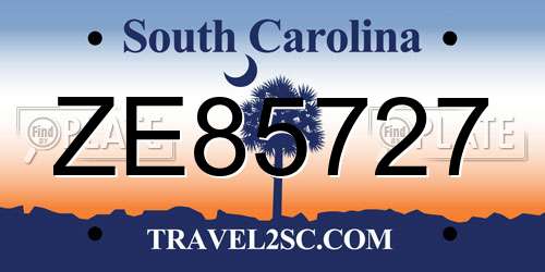 ZE85727 South Carolina License Plate
