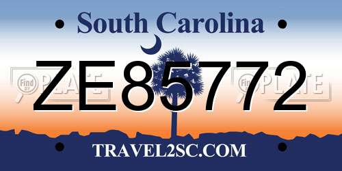 ZE85772 South Carolina License Plate