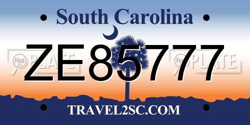 ZE85777 South Carolina License Plate